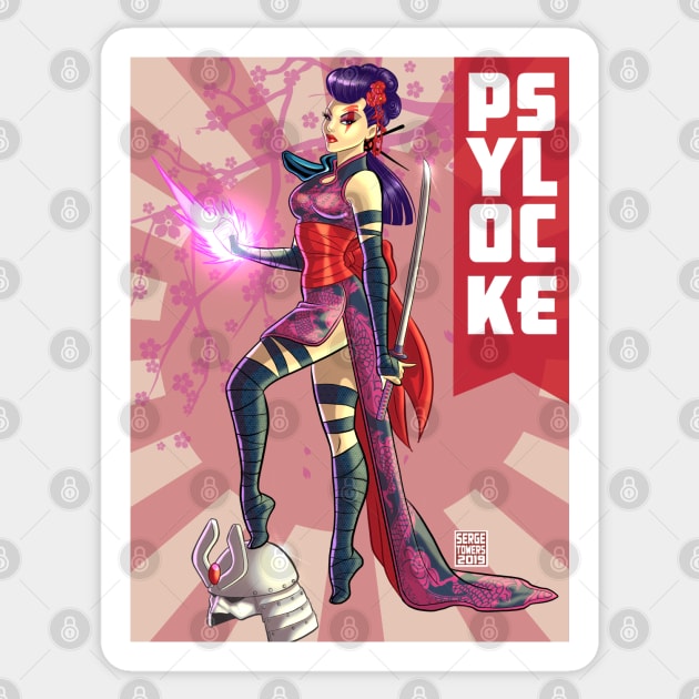 Psylocke Bombshell Sticker by sergetowers80